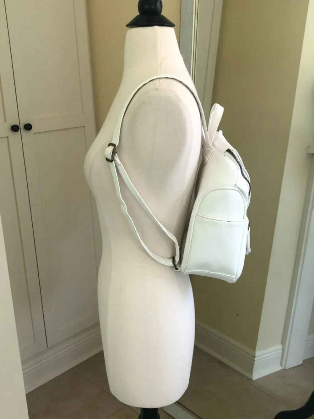 White Mountain White Faux Leather Multi-Pocket Backpack School NWT